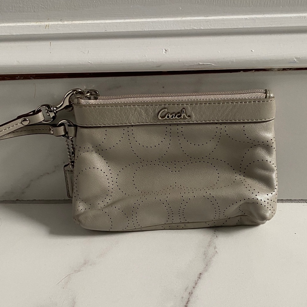 Coach Silver Wristlet Clutch